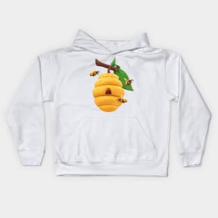 Bee Hive with a Couple of Bees Kids Hoodie